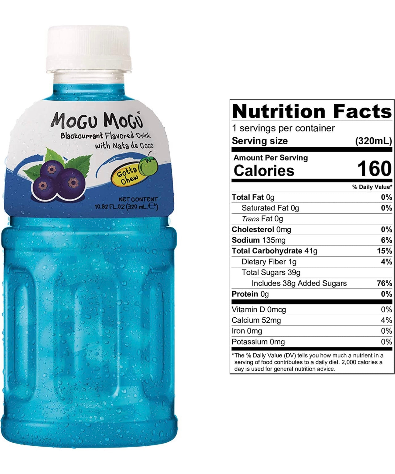 Mogu Mogu Blackcurrant Flavoured Drink with Nata De Coco - 320ml – OreeMart